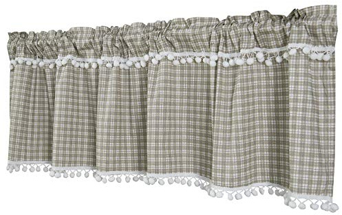 Dreamskull Scheibengardine Bistrogardine Landhaus Kurz Küche Modern Blickdicht Kurzstores Gardinen Kurzgardinen Küchengardine Stangendurchzug Kariert Karo 150 cm Breit Kleinfenster (Khaki)