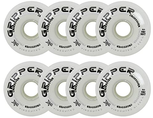 Labeda Roller Hockey Wheels Gripper Crossover Soft 76A White 80mm - Set of 8