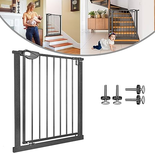 LARS360 Treppenschutzgitter ohne Bohren, Auto-Close Treppengitter und Einhändiges Öffnen, Metall Baby Türgitter für Tür & Treppe, 75-85 cm Breit, Schwarz