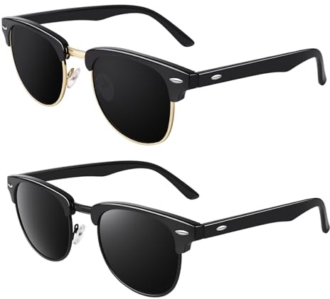 GQUEEN Horn Gestell Halbrahmen Retro Polarisiert Sonnenbrille Herren Damen