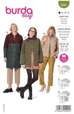burda style Schnittmuster #5941 Damen Jacke und Mantel | Gr. 34-48 | Level 1 für Anfänger, Papierschnittmuster