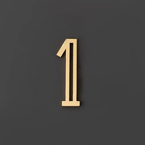 3D Golden Brass House Plaque Numbers 6 Cm Wall Villa Hotel Door Plates Adhesive Hollow Digital Dormitory Home Office Number DIY Yard Street Address Mailbox Sign Decor Figures Labels (1)