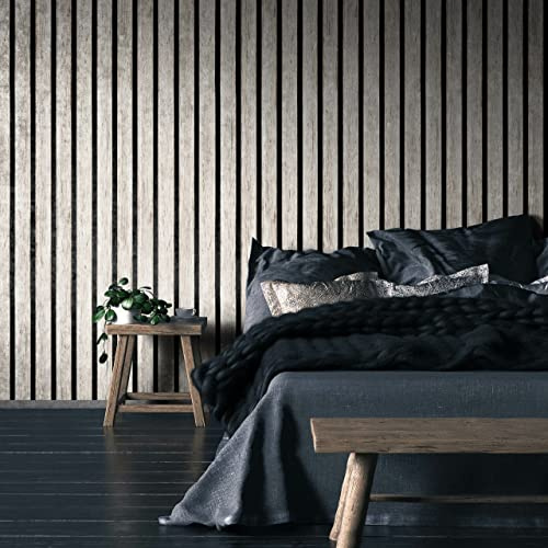 Muralo Fototapete Vlies 3D, Holz, Imitation, Lamelle - 53x300 cm | Beeindruckendes 3D-Design, hochauflösender Druck - ideal für Wohnzimmer und Schlafzimmer, Ein außergewöhnliches Raumerlebnis