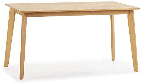 HOMN LIVING Mesa de comerdor Pomago 140x80 cm Color Roble, Madera Maciza, 140 cm (Ancho) 80 cm (Profundo) 75 cm (Altura)