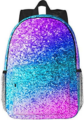 OCELIO Svartvit marmor 15-tums lätt studentryggsäck flickor och pojkar ryggsäck laptop ryggsäck, Glitter paljettfläck, one size