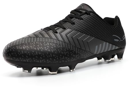GWMDKI Men's Football Boots Unisex Breathable Spike Professional Athletics Football Trainers Sneakers Outdoor Football Shoes for Teenager Black 6.5UK