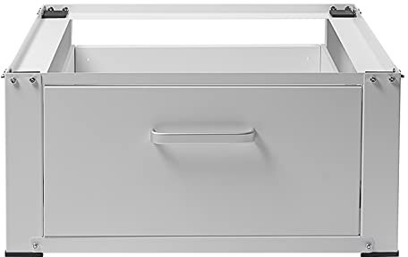 Vonia Lavadora Elevador con Cajón - Base para Lavadora 63 x 54 x 31 cm hasta 150 kg - Pedestal para Lavadora Acero Aluminio Blanco