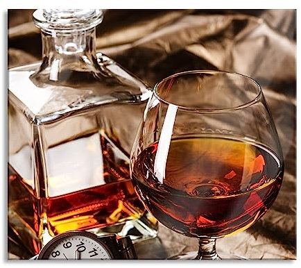 Pixxprint Man Things Whiskey Plaque de protection pour plaque de cuisson en verre véritable 60 x 52 cm