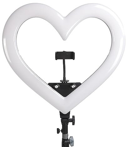 Anneau Lumineux LED en Forme de Cœur, Anneau Lumineux LED RVB 19 avec Fente Fixe, Réglage de la luminosité, Lumière de Remplissage Alimentée par USB pour Nail Art, Maquillage