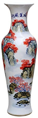 MOOWI Vases Rétro Chinois en Céramique Peint À La Main Paysage Peinture du Sol Au Plafond Grand Vase Maison Salon Décoration Ornements Décor à la Maison Vases