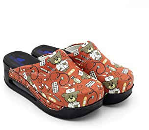 Terlik Sabo Air ST174 MAX Zuecos de Cuero Mules Zapatillas Zapatos Sabot, Mujer, Oso de Peluche Rojo, EU 38
