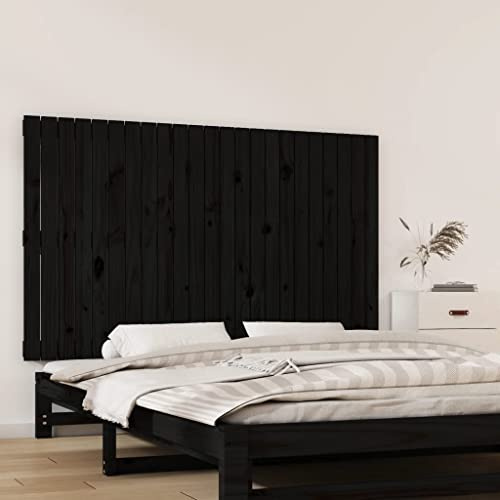 CKioict Betthaupt Wandkissen Bett Bettkopfteil Schlafzimmer Wand-Kopfteil Schwarz 147x3x90 cm Massivholz KieferGeeignet für Schlafzimmer, Gästezimmer, Schlafsaal