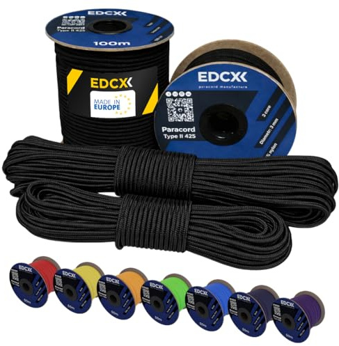 EdcX 3mm Nylon Paracord 425 (15, 30, 50 und 100m) - Typ II, 100% Nylonseil, 3 Litzen Seil, 3mm Nylonseil in vielen Farben| Solid Color