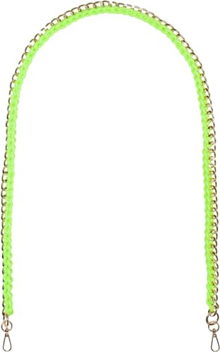 styleBREAKER Taschen Schultergurt Geflochtene Kette, Neongelb | 133 cm langer Wechselriemen in Seil-Optik, sichere Karabinerhaken für einfachen Austausch, flexibel als Crossbody nutzbar.