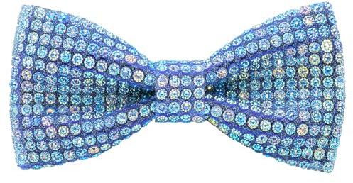 HOULIFE Strass-Fliegen für Herren Diamant-Fliege vorgebunden Pailletten-Fliege verstellbare Kristallfliegen für Hochzeit Party Bankett, Blau