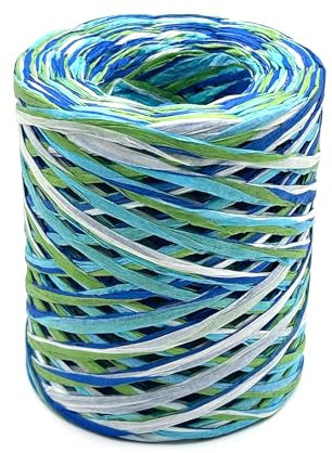 Bast-Bastband, 0,6 cm, 1,3 m, Bastschnur zum Verpacken von Geschenken, Bast, Papierseil zum Basteln, Weben, Hüte, Taschen, Stricken, Häkeln, Bastelprojekte, blaue Serie