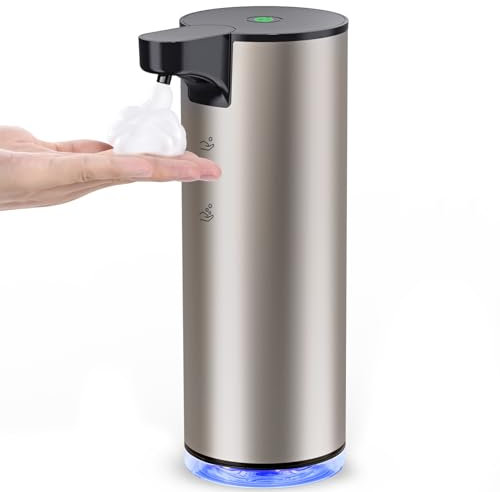 Seifenspender Automatischer Edelstahl Schaumseifenspender Elektrischer - LAOPAO Soap Dispenser Set IPX5 Wasserdicht USB-C Aufladung mit Sensor Infrarot Bewegungssensor für Küche & Bad Silber Schwarz