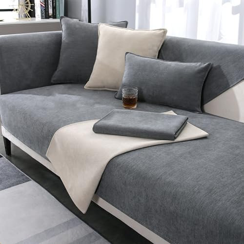 Nitoope Chenille Sofabezug Sofa Überzug, Rutschfester Couch üBerzug, Hund Katze Sofaschoner, 1/2/3/4 Sitzer L Form Sofa üBerwurf, füR U Form/L Form Sektionssofa