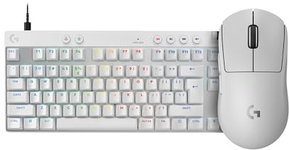 Logitech G Pro X TKL Rapid US INT'L QWERTY, Superlight 2, ratón 60 g–Blanco | Interruptores analógicos magnéticos, Rapid Trigger, RGB personalizable, sensor de 44 000 DPI y respuesta de 8 kHz