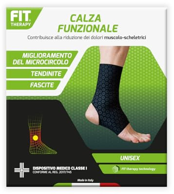 FIT THERAPY - Ankelkedja - Medicinsk anordning för muskel- och ledvärk fot, fotled - tendinit och bandage - Drogfri, andningsbar, tvättbar upp till 300 gånger
