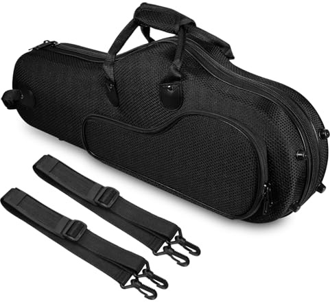 Saxophonkoffer Rucksack für Altsaxophon, Schwarz, Oxfordstoff | Verstellbare Schulterriemen, Großes Fassungsvermögen, Abnehmbare Gurte, für Konzerte und Musikstudios