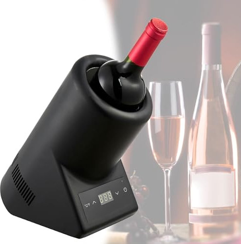 VFMVOYNZ Freestanding Wine Cooler - Electric Wine Chiller Single Bottle for Various Wines, Champagne - Iceless Wine Cooler with 5-18°C/41-64°F Smart Temperature Control(Black)