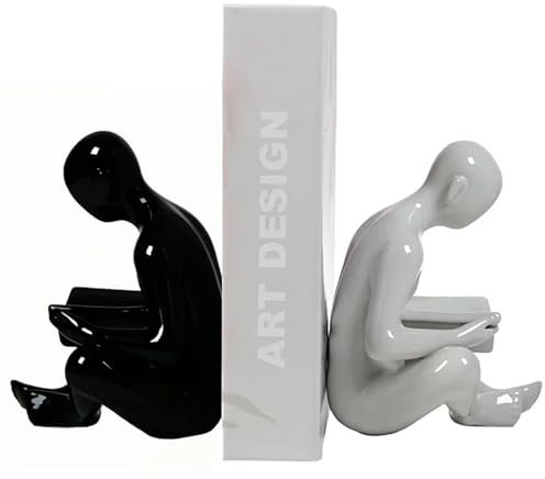 Buchstütze - Schwarze und Weiße Figur für das Regal, Bücherregal, Bibliothek