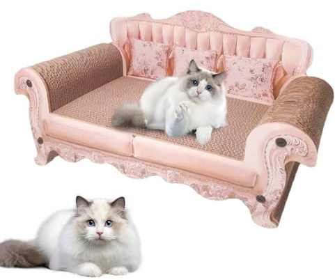 für Katzen aus Karton – Interaktives Katzenbett mit kratzfester Oberfläche, elegantes Möbelstück für Katzen | für Katzen robust und ohne Schmutz zum Schutz von Möbeln, Sie