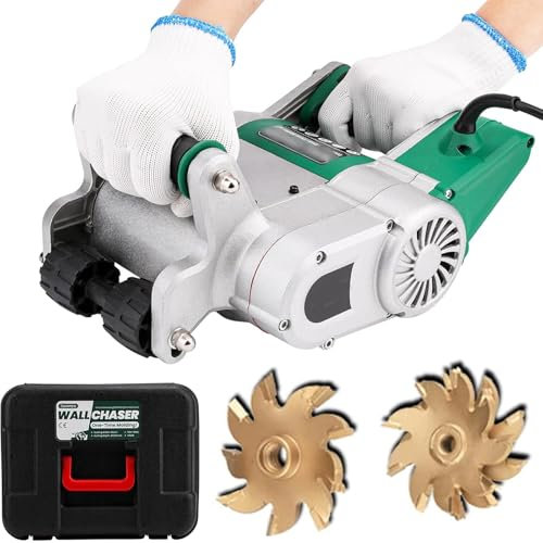 KLYDBMYT Cortadora de Ranuras de Pared, Rozadora de Pared eléctrica, Ranuradora de hormigón de 1100 W, Cortadora de Canales Manual, Cortadora de hormigón