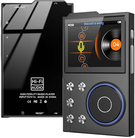 Lettori MP3 HiFi con Bluetooth 5.3, Lossless DSD Digital Audio Music Player, Portatile, Mp3 & Digital Audio Players Support fino a 256GB