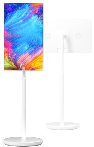 SHENGSHIYU 32 Tele Portatil TV, 4K TelevisióN Portátil con Ruedas para Videollamadas, Batería de Larga Duración Television Portatil TV con para Sala, Cocina, Dormitorio, Balcón, Jardín,4+64G