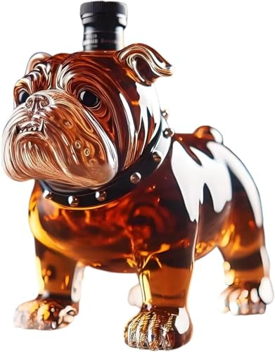 Bulldog Whiskey Decanter - Funny Bulldog Whiskey Bottle, Wine Decanter for Dog Lovers | Funny Animal Statue Wine Decanter Decoration, Funny Collectible Glass Decanter for Men