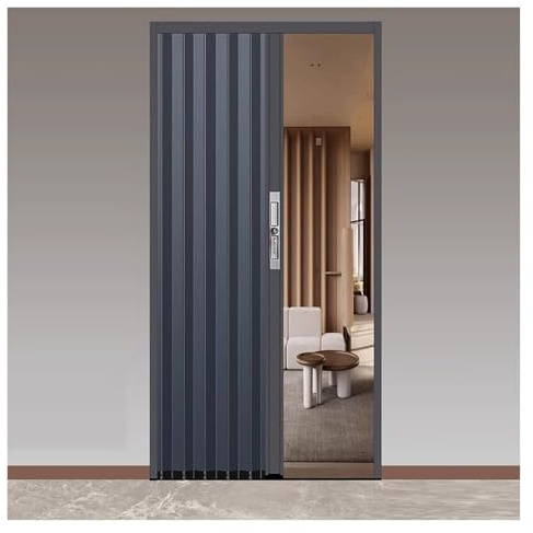 Schwarze Falttür - Innen-Ersatz-Schiebetür für Kleiderschrank, Küche, Bad, Raumteiler - Einfache Installation - Ziehharmonika-Design