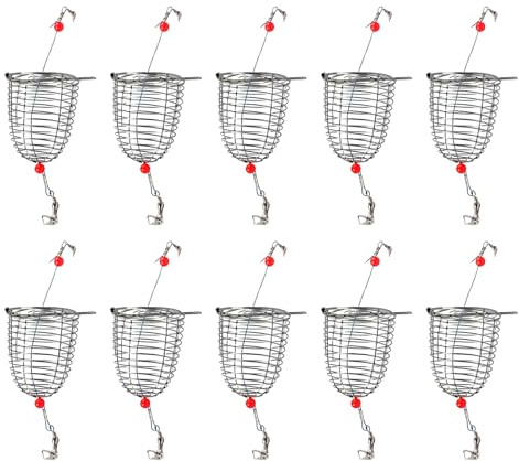 Watreketal 10 Inossidabile Alimentatore Inossidabile Esche A Gabbia da Pesca per Paniere Trappola per Alimentatore A Gabbia Esca Cestino Attrezzatura da Pesca Esterna Essenziale Essenziale