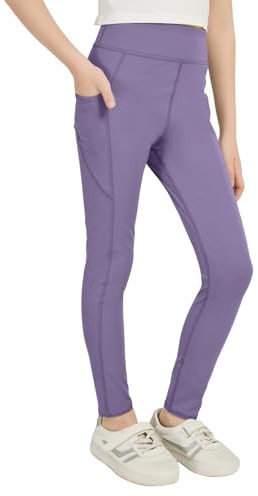 zffriction Sportleggings Mädchen Lang Sporthose mit 2 Taschen Schwarze Leggings Kinder Turnhose Gymnastikhose für Jogging, Training, Yoga