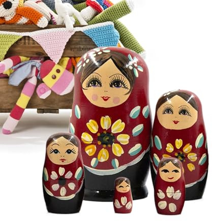 Lot de 5 poupées Russes gigognes en Bois de 11,4 cm | Matryshka Peinte à la Main | Ornement décoratif en Bois | Les Figurines d'art ajoutent du Charme Artistique au Salon, à la Chambre à