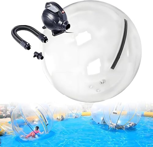 LHUITUI Sfera per Camminare Acqua Gonfiabile, Palla per Camminare Sull'Acqua, Palla da Passeggio Sull'Acqua, 3.5m³/Min, Cerniera Impermeabile, Pompa Ad Aria Elettrica 透明-1.5米