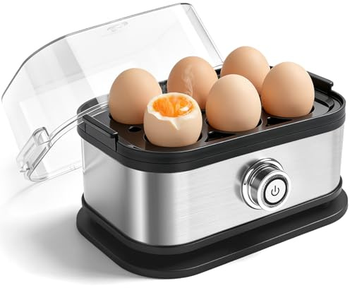 Cuociuova fino a 6 uova, cuociuova elettrico con interruttore, scaldabagno per cuocere a vapore le uova per la cucina e la vita quotidiana