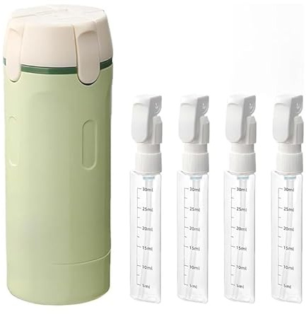 Flaconi da viaggio 4 in 1 per articoli da toeletta - Ricaricabili,Flaconi da viaggio per articoli,Contenitori da viaggio a prova di perdite, Contenitori portatili per shampoo,lozione,balsamo (Verde)