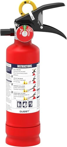 Ougist 1kg ABC Dry Powder Fire Extinguisher | Portable with Pressure Gauge, Easy-Pull Safety Pin & Mounting Bracket, For Home, Car, Caravan & Boat