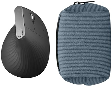kwmobile Mouse Case for Logitech Lift/MX Vertical/Anker Vertical Carry Case - Protective Carry Pouch for Bluetooth Mouse - Soft Neoprene Protection - Vintage Blue