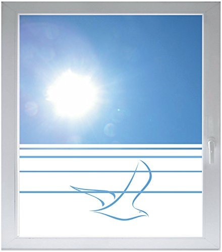 INDIGOS UG Sichtschutzfolie Glasdekorfolie Fensterfolie mit Motiv satiniert Blickdicht - d329 Swiftlet fliegen - 1200 mm Länge - 500 mm Höhe Streifen - selbstklebend - matt