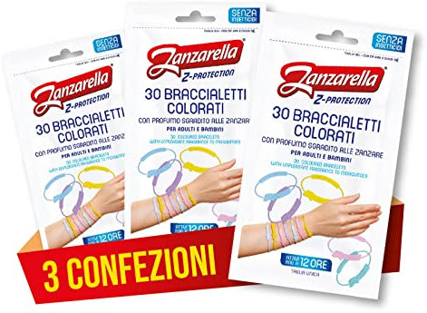 Zanzarella, Braccialetti Antizanzare per Bambini e Adulti, Bracciale Antizanzare in Silicone Atossico con Repellente per Zanzare Naturale a Lunga Durata, 3 Confezioni da 30 Pezzi Ciascuna