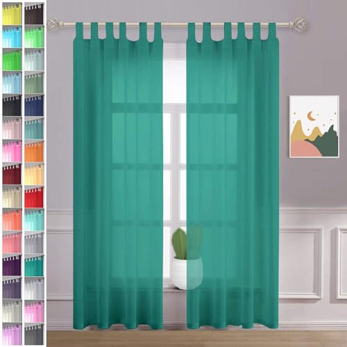 Megachest sheer Voile Tab Top Curtain(teal blue, 56 wideX90 drop(W142cmXH228.5cm))