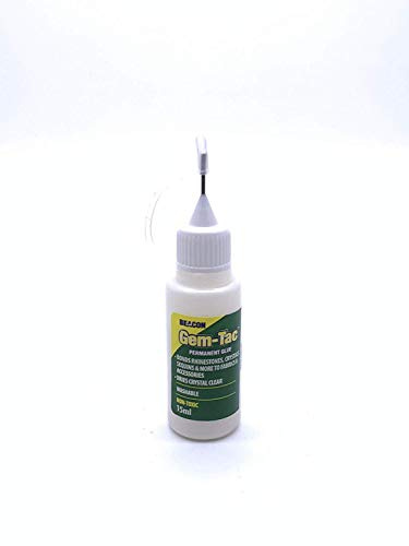 World of Sparkles – 15 ml Beacon Gem-tac självhäftande med precision kristallnål – starkt klart lim för kristaller, strass, diamant och ädelstenar – smycken, hantverk och gör-det-själv-projekt (1