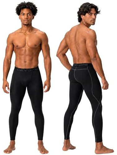 DEVOPS 2 Pack Men's Compression Pants Athletic Leggings (Medium, Black/Black)
