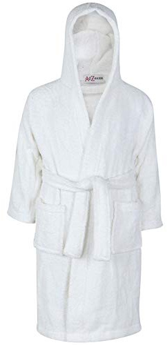 A2Z 4 Kids Flickor Pojkar Frottéhandduk Strand Bad Simning - Towel Bathrobe White_7-8