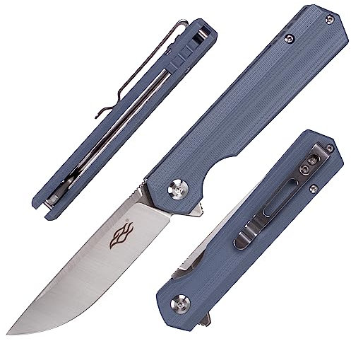 GANZO FH11S-GY Taschenmesser D2 Stahlklinge Ergonomischer G10 Anti-Rutsch-Griff mit Clip Camping Angeln Jagd Ausrüstung Outdoor Flipper EDC Klappmesser (Grau)