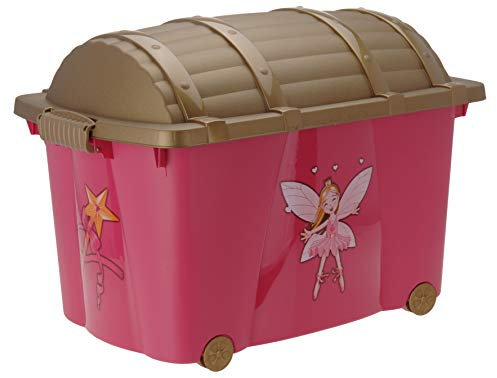 Spetebo Aufbewahrungsbox für Mädchen mit 57 Liter Volumen - Prinessin Box - Spielzeugtruhe Fee Spielzeugbox Kinderzimmer Aufbewahrungsbox