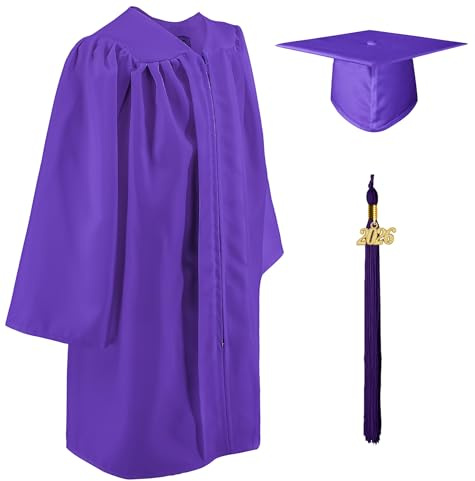 GraduatePro Kindergarten Graduation Cap and Gown Class of 2025 Tassel Set for Preschool Kids Ceremony Party Gift Purple 30
